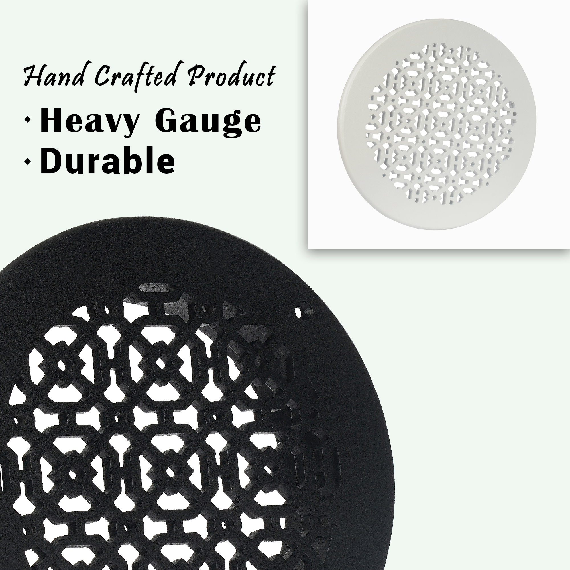 Achtek 10" Duct (12" Overall) Round Vent Cast Aluminum Handcrafted