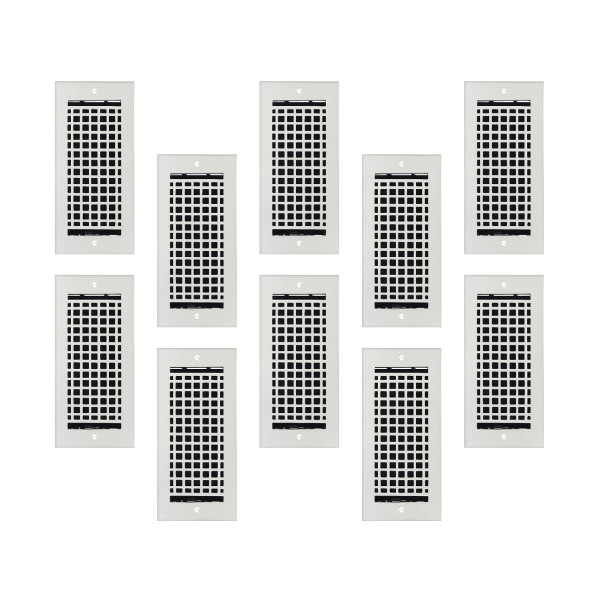 10 pack Mosaic 4x10 black wall or ceiling air supply grille with a strong cast aluminum build and dense square design