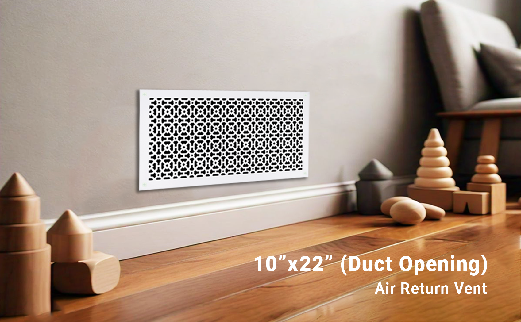 Achtek 10"x22" Heavy Cast Aluminum AIR RETURN | Powder Coated