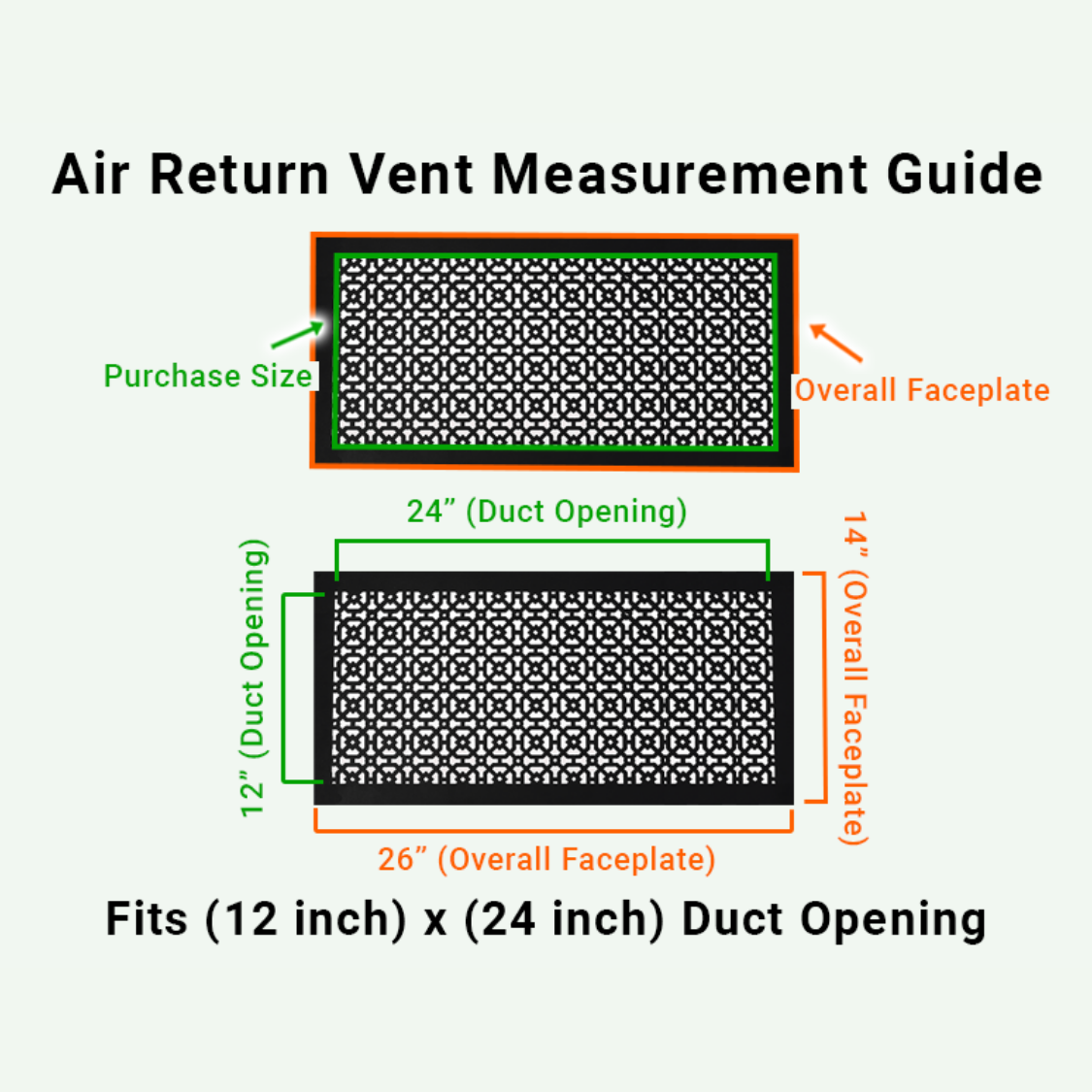 Achtek 12"x24" Heavy Cast Aluminum AIR RETURN | Powder Coated