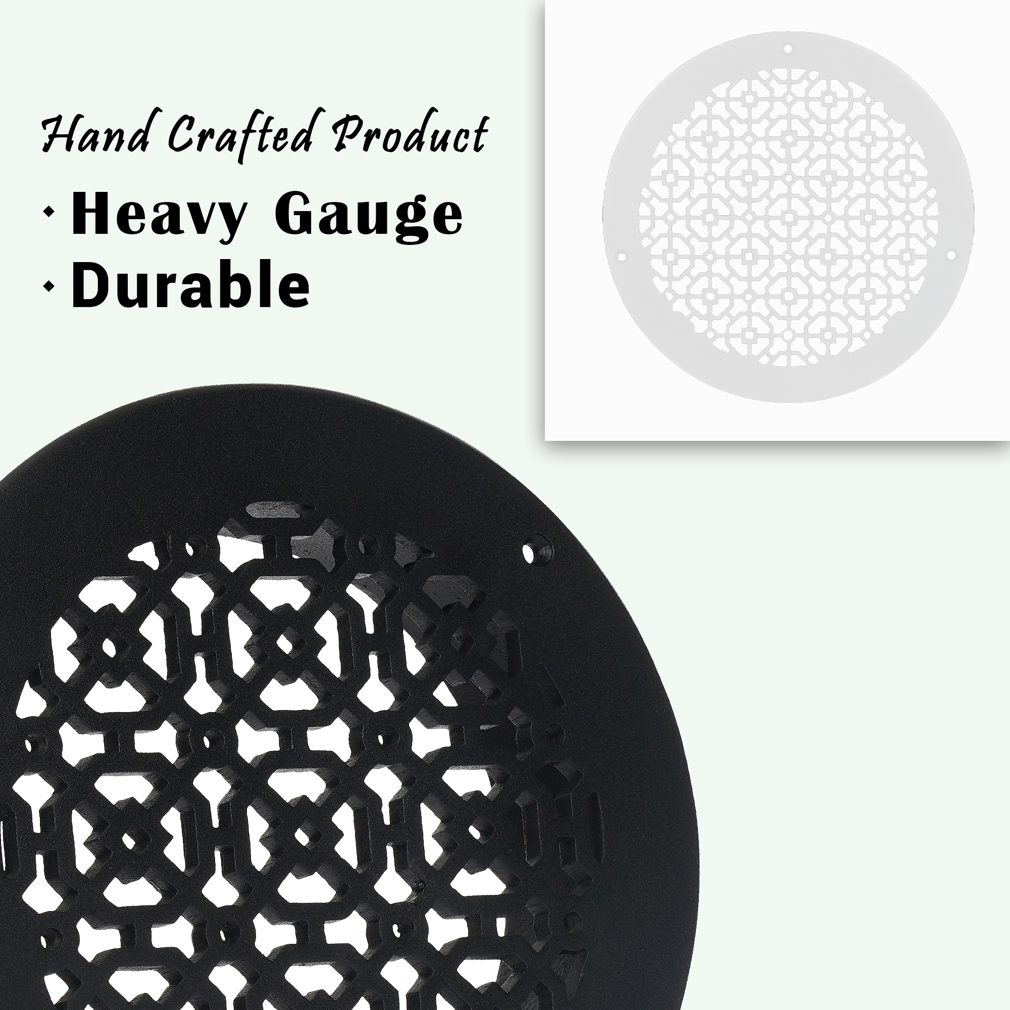 Achtek 12" Duct (14" Overall) Round Vent Cast Aluminum Handcrafted