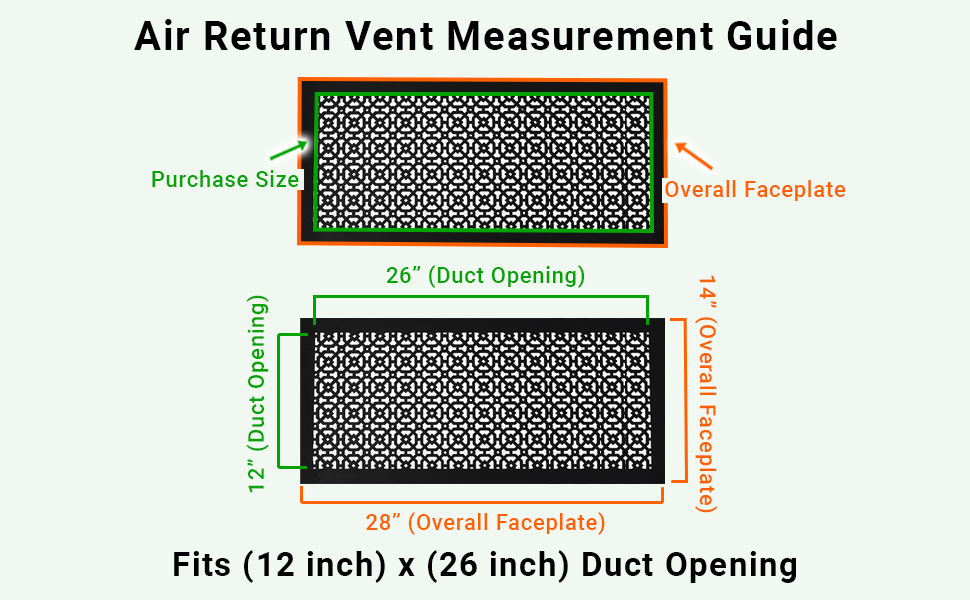 Achtek 12"x26" Heavy Cast Aluminum AIR RETURN | Powder Coated