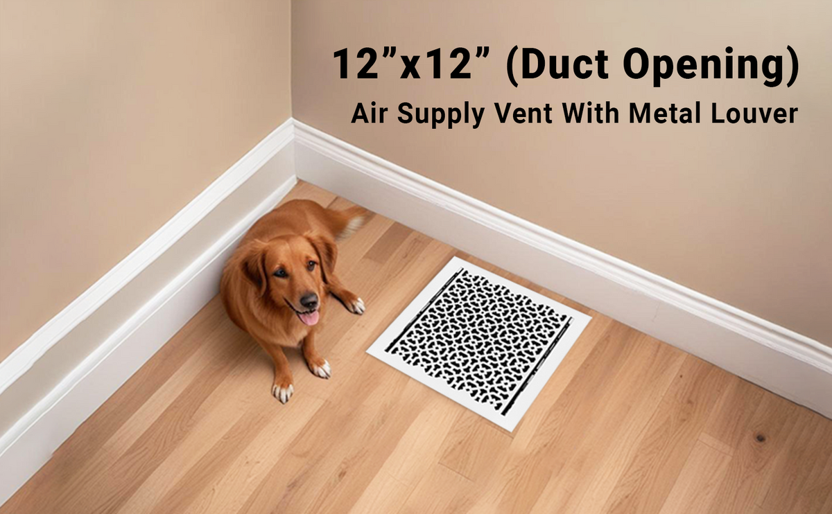 Achtek 12x12 solid cast aluminum air supply with patent design, beveled edge for floor mounting, gravity drop installations