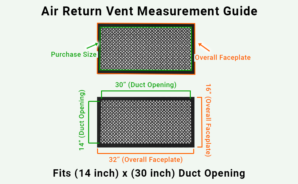 Achtek 14"x30"Heavy Cast Aluminum AIR RETURN | Powder Coated