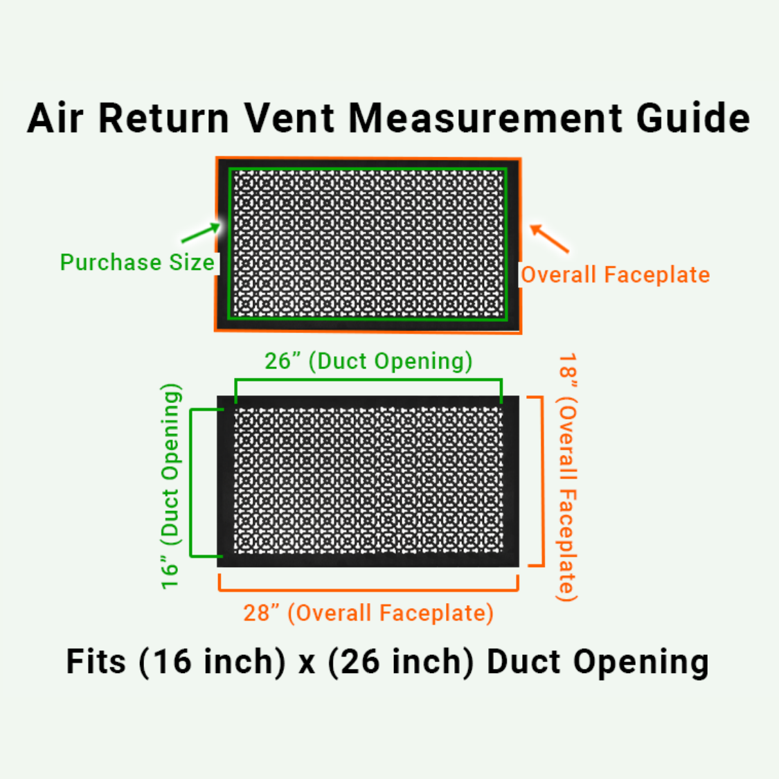 Achtek 16"x26" Heavy Cast Aluminum AIR RETURN | Powder Coated