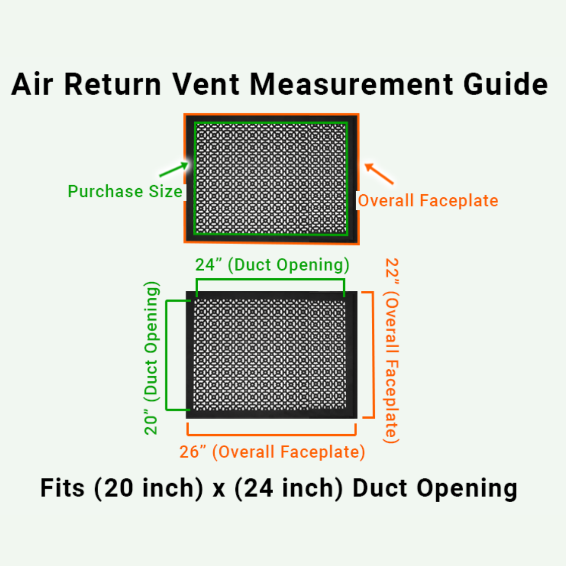 Achtek 20"x24" Heavy Cast Aluminum AIR RETURN | Powder Coated