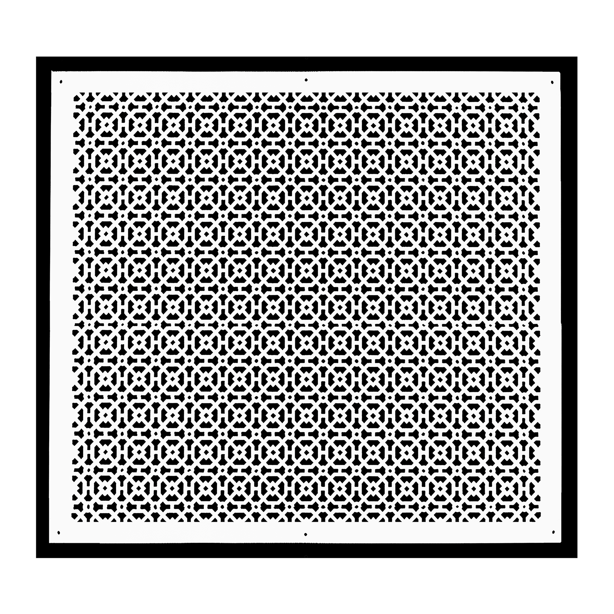Achtek 26x30 air return vent cover with geometric pattern, powder coated white for floor mounting overall back frame provided