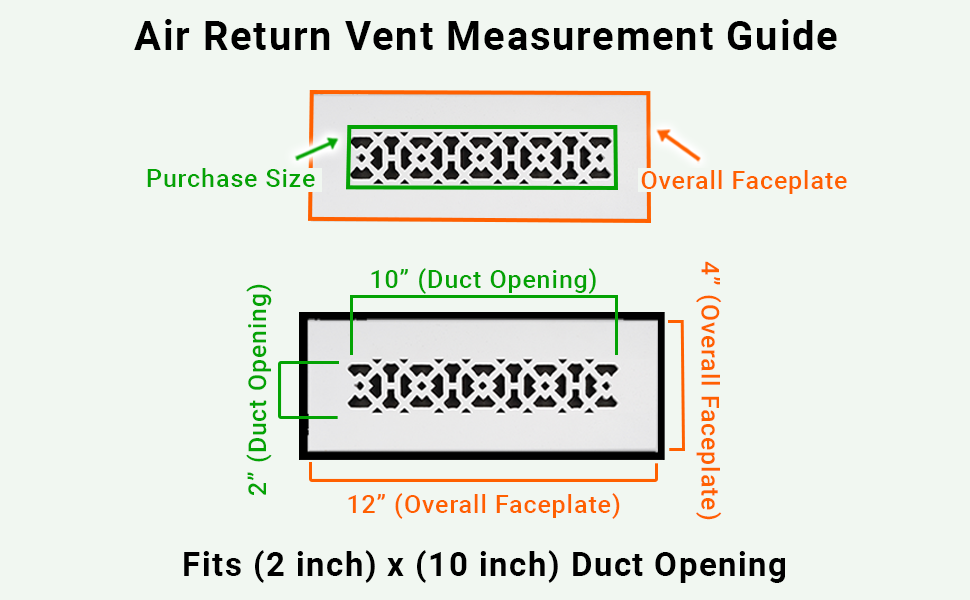 Achtek 2"x10" Heavy Cast Aluminum AIR RETURN | Powder Coated