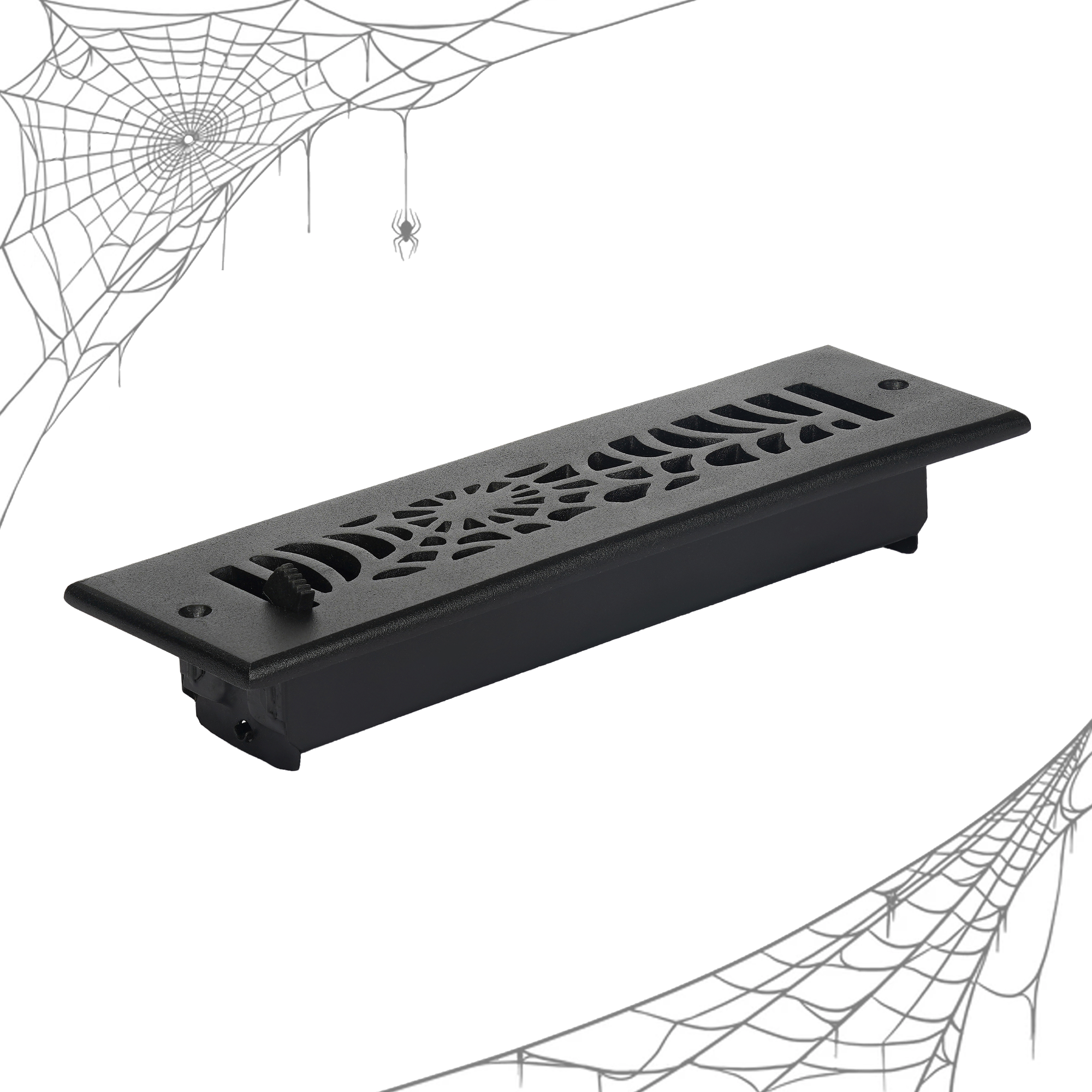Spooky Gothic 2"x10" Solid Cast Aluminum louvered Air Supply | Powder Coated