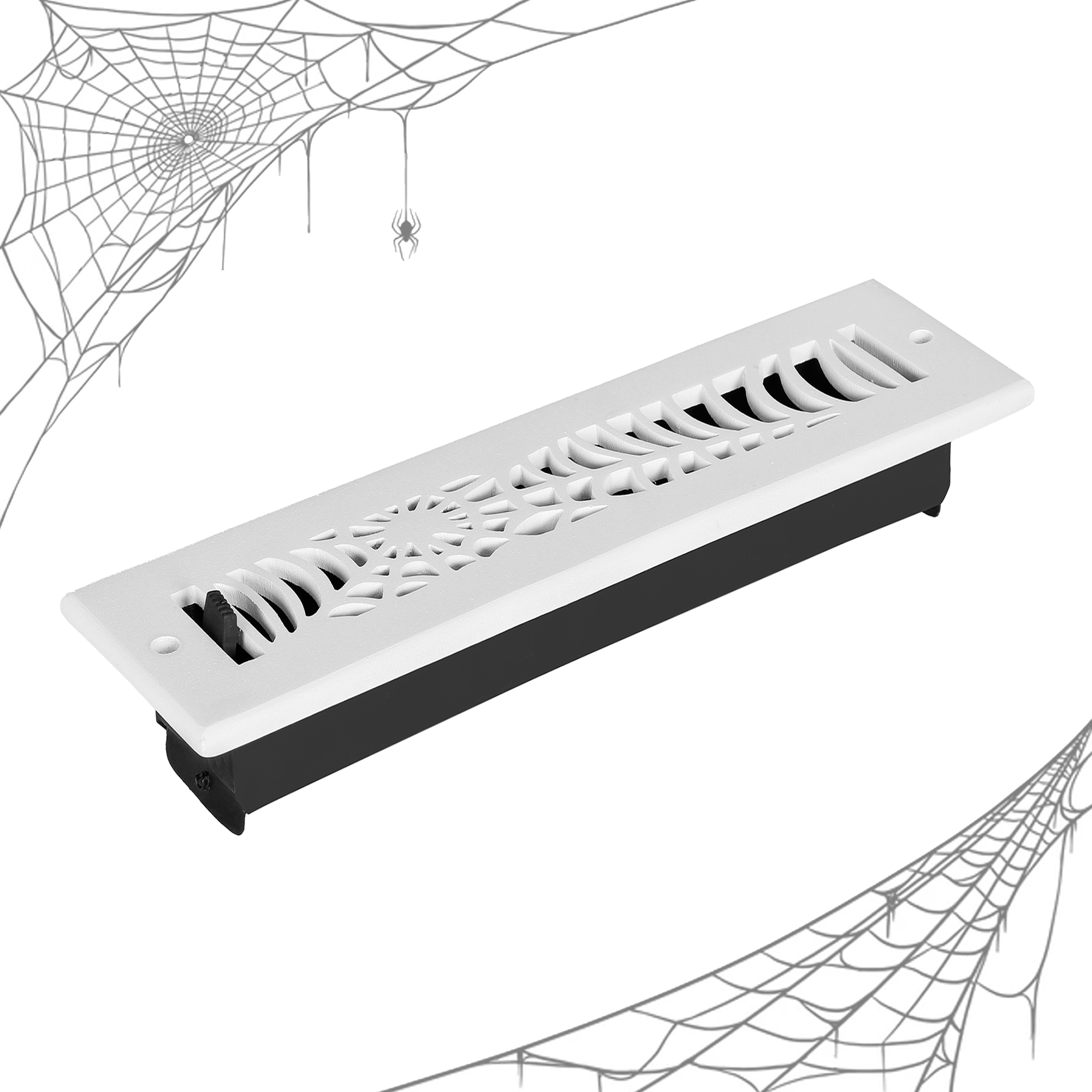 Spooky Gothic 2"x10" Solid Cast Aluminum louvered Air Supply | Powder Coated