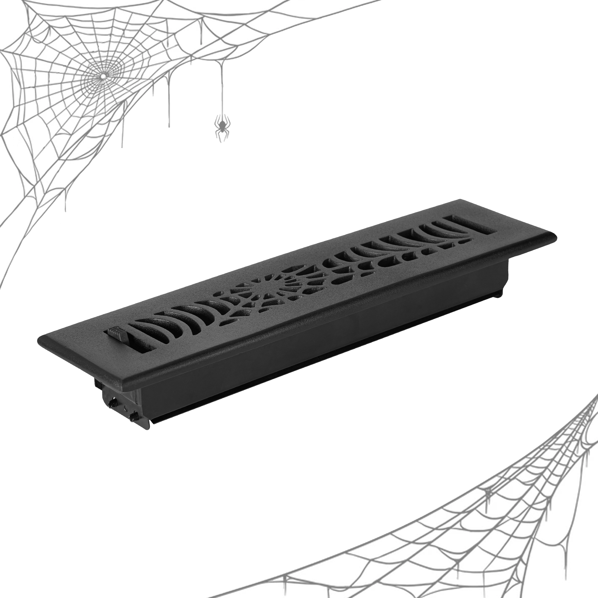 Spooky Gothic 2"x12" Solid Cast Aluminum louvered Air Supply | Powder Coated
