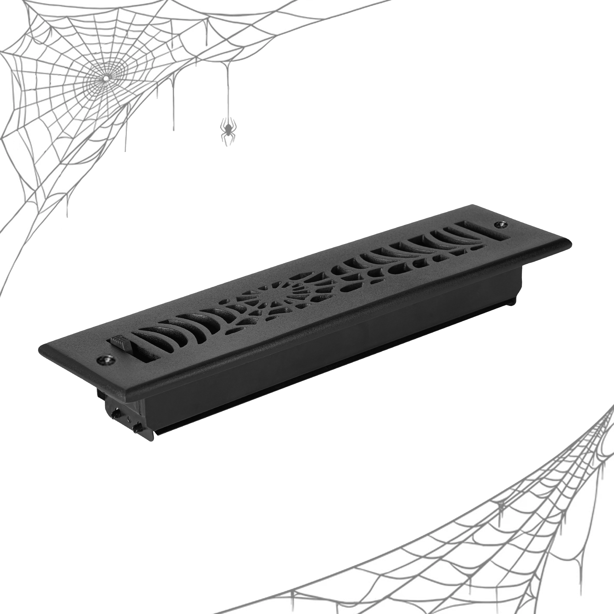 Spooky Gothic 2"x12" Solid Cast Aluminum louvered Air Supply | Powder Coated