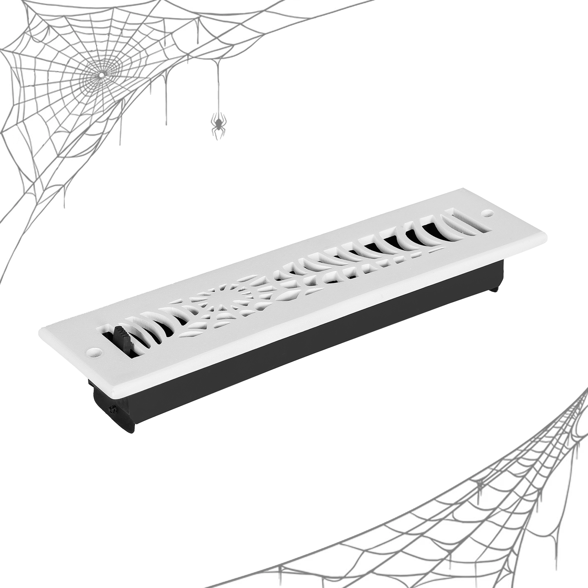 Spooky Gothic 2"x12" Solid Cast Aluminum louvered Air Supply | Powder Coated
