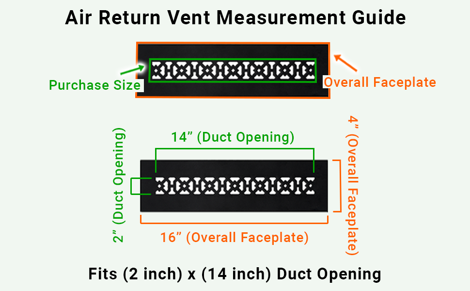 Achtek 2"x14" Heavy Cast Aluminum AIR RETURN | Powder Coated