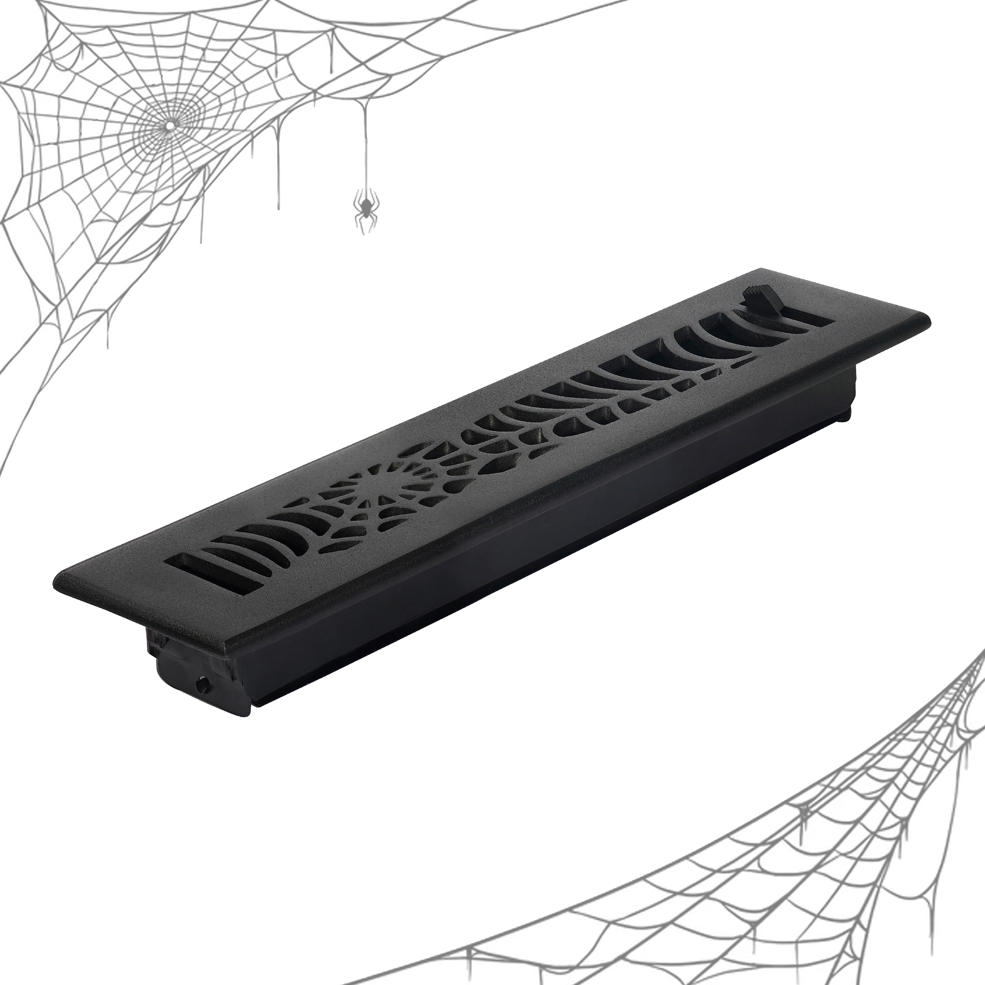Spooky Gothic 2"x14" Solid Cast Aluminum louvered Air Supply | Powder Coated