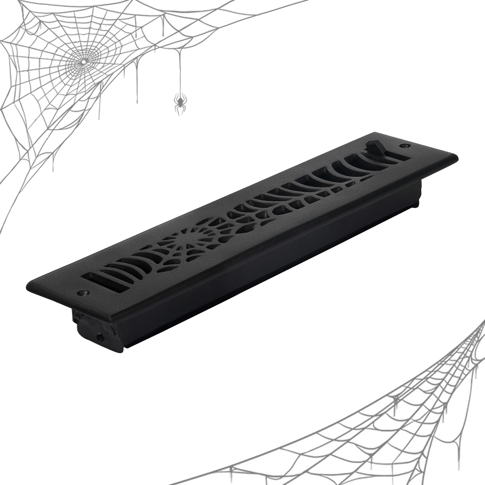 Spooky Gothic 2"x14" Solid Cast Aluminum louvered Air Supply | Powder Coated