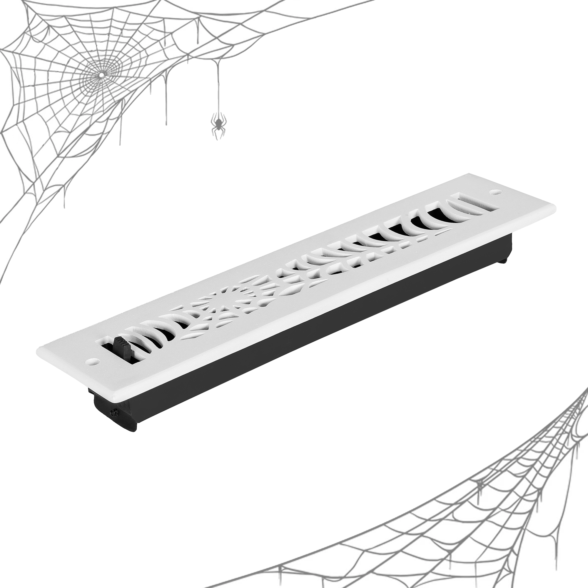 Spooky Gothic 2"x14" Solid Cast Aluminum louvered Air Supply | Powder Coated