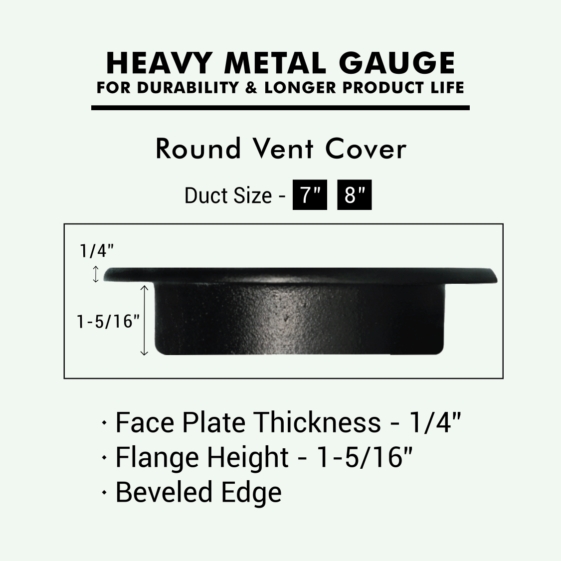 Grille ronde en aluminium moulé massif Achtek de 8 po | Revêtement en poudre