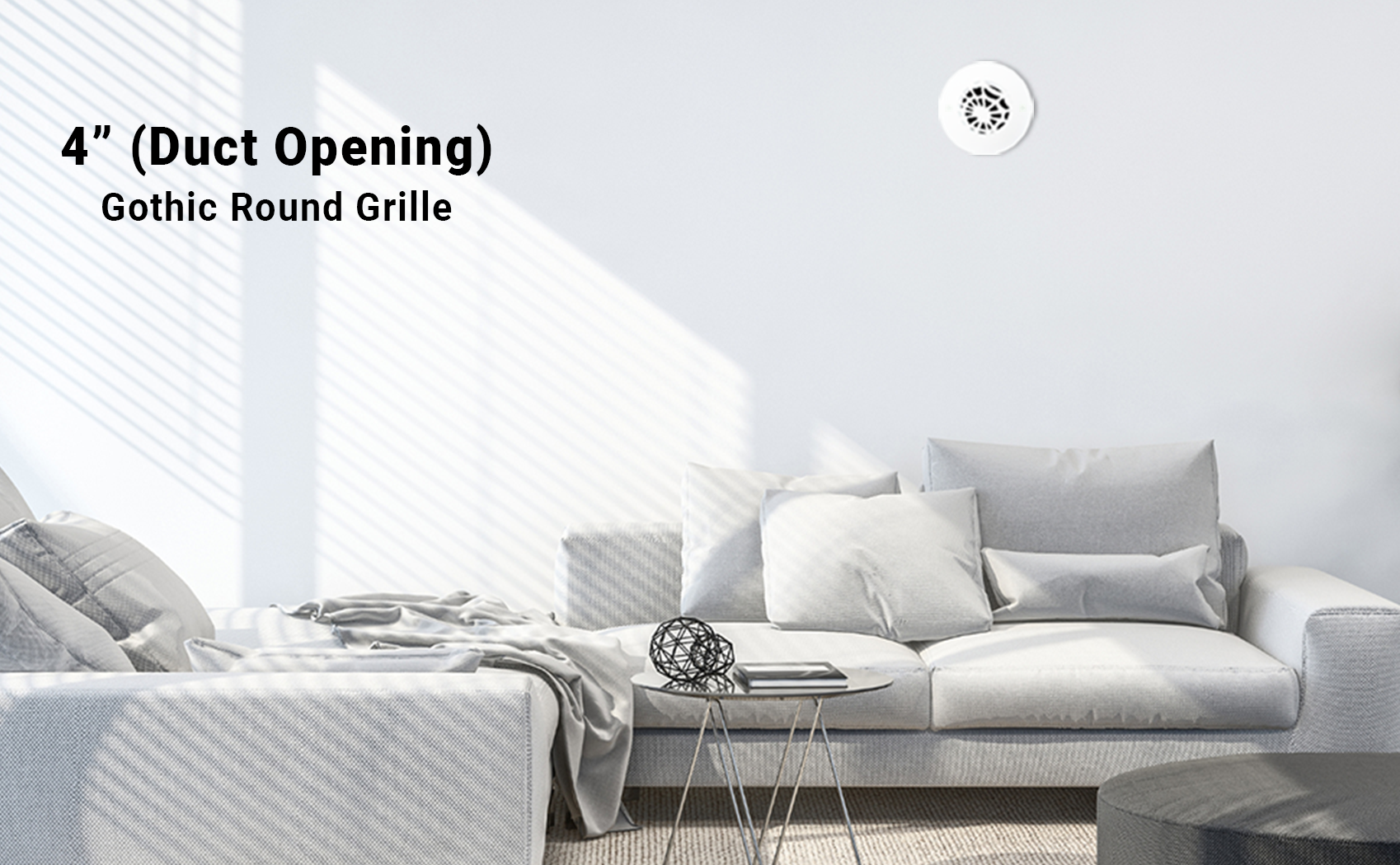 4" Duct (5-1/2" Overall) Spooky Gothic Round Vent Cast Aluminum