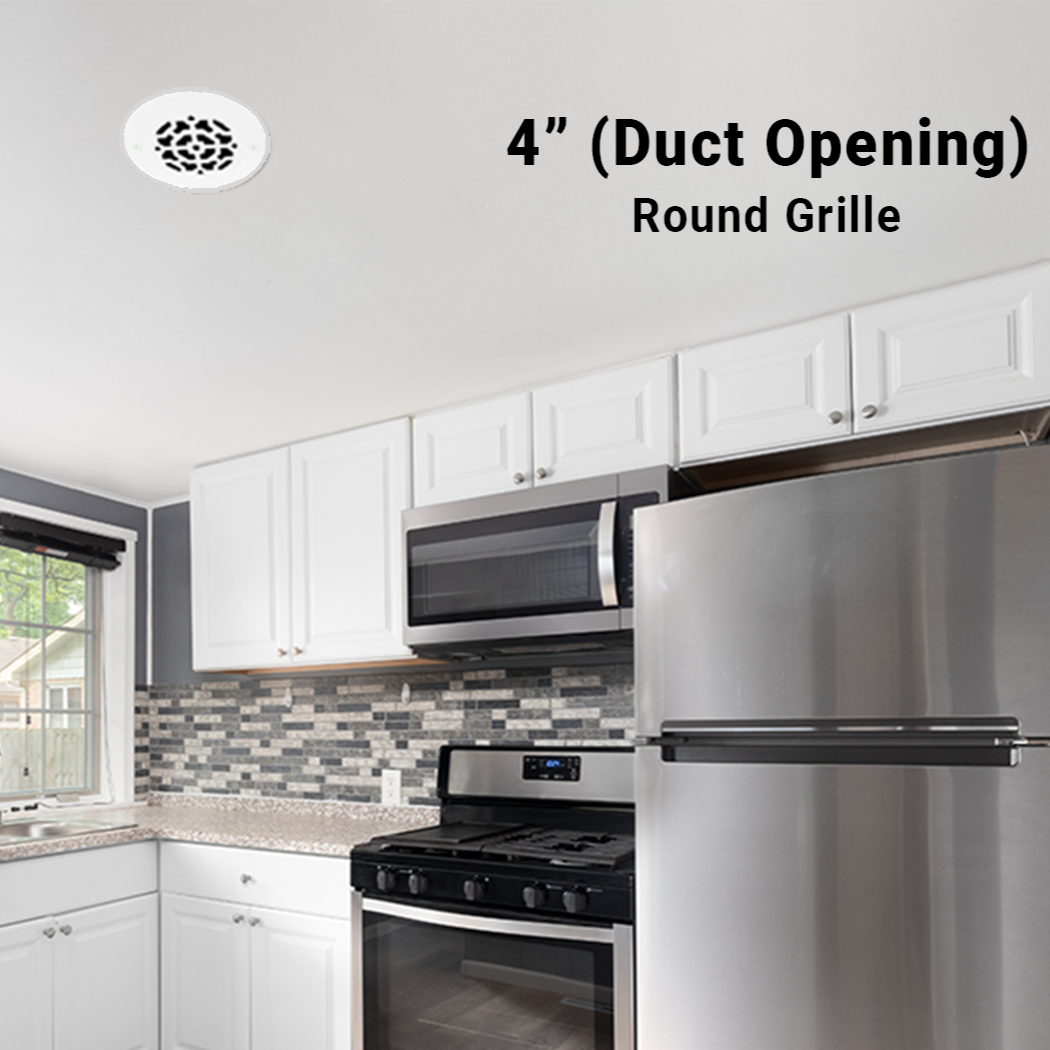 Grille ronde en aluminium moulé massif Achtek de 4 po | Revêtement en poudre