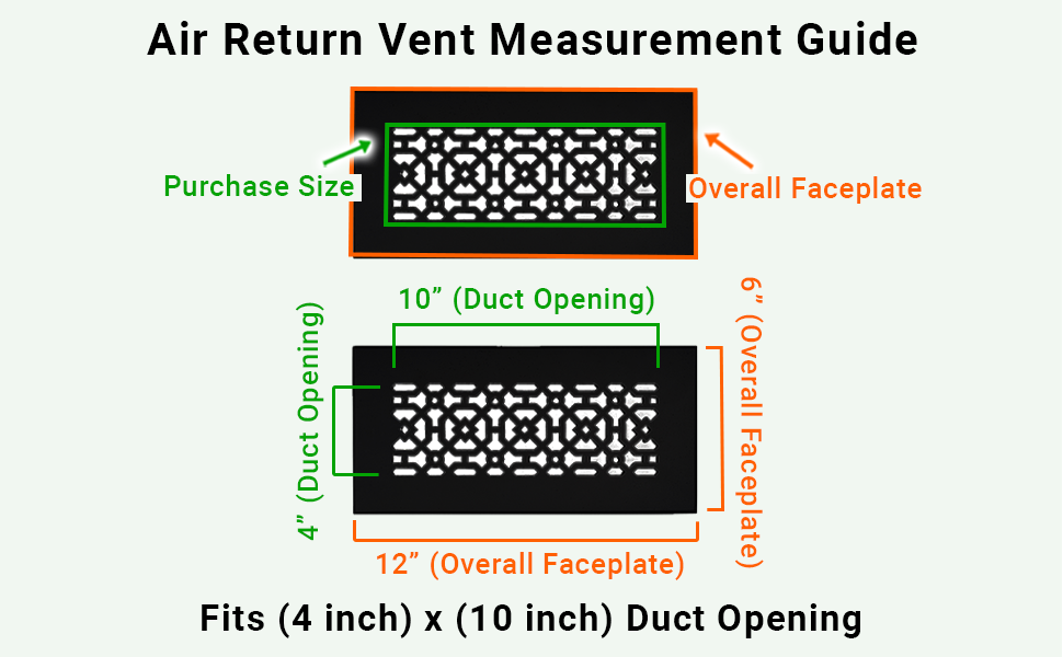 Achtek 4"x10" Heavy Cast Aluminum AIR RETURN | Powder Coated