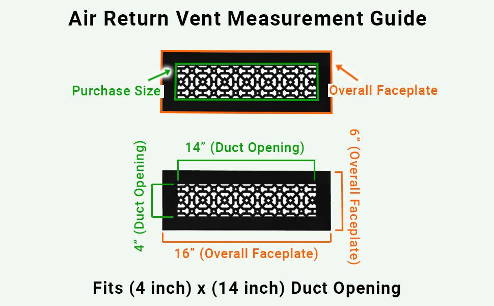 Achtek 4"x14" Heavy Cast Aluminum AIR RETURN | Powder Coated