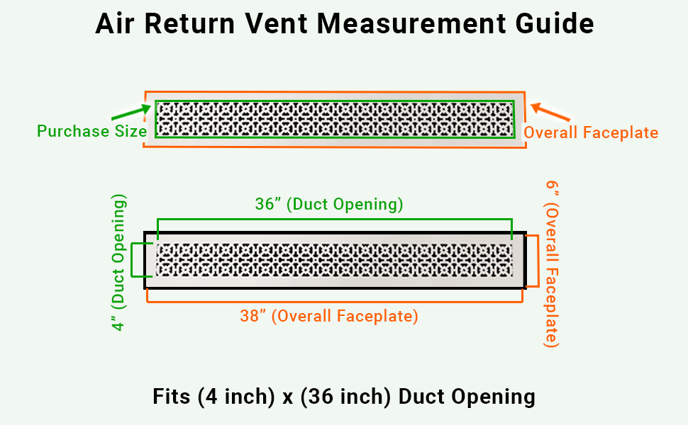 Achtek 4"x36" Heavy Cast Aluminum AIR RETURN | Powder Coated