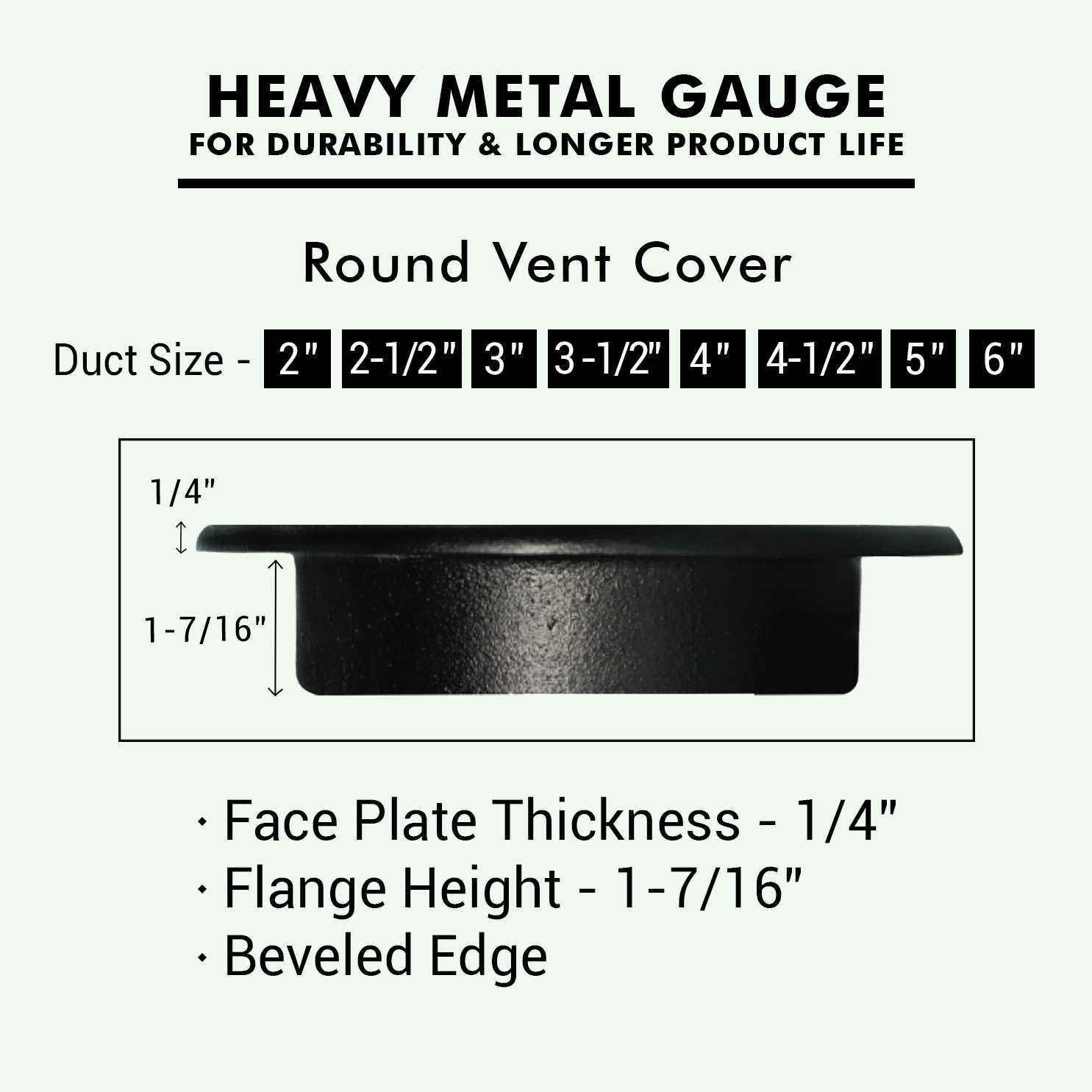 Achtek 3.5" Duct (5" Overall) Round Vent Cast Aluminum Handcrafted