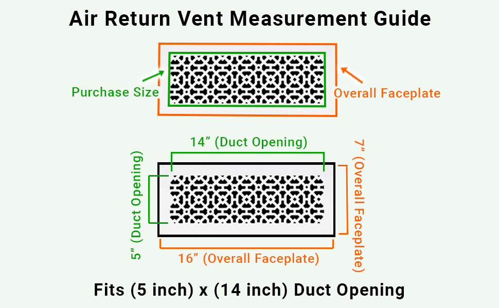 Achtek 5"x14" Heavy Cast Aluminum AIR RETURN | Powder Coated