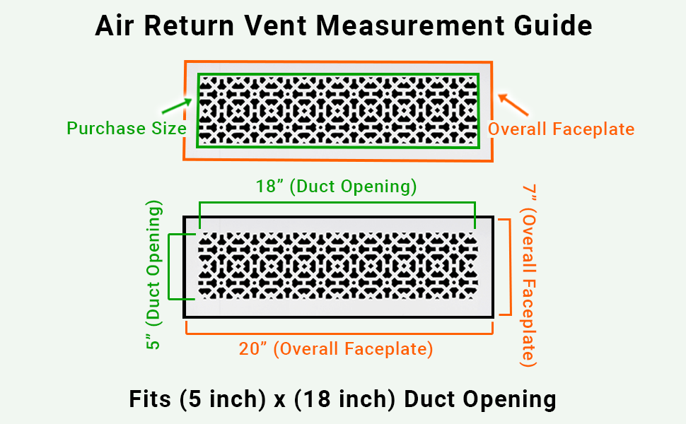 Achtek 5"x18" Heavy Cast Aluminum AIR RETURN | Powder Coated