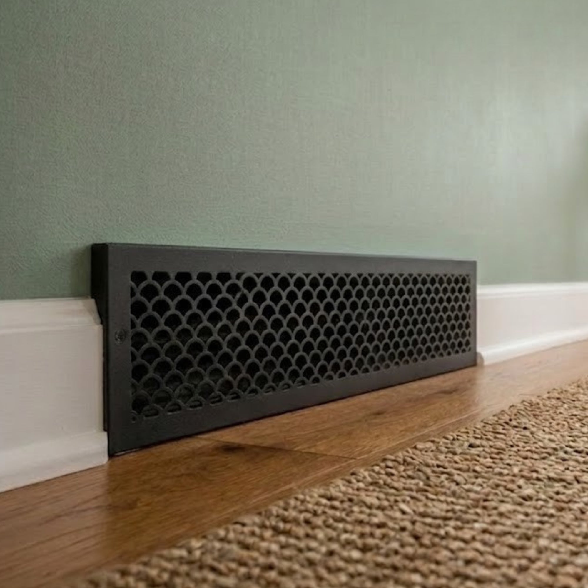 Scallop BASEBOARD 6"x30" Duct opening Solid Cast Aluminum Grill Vent Cover | Powder Coated