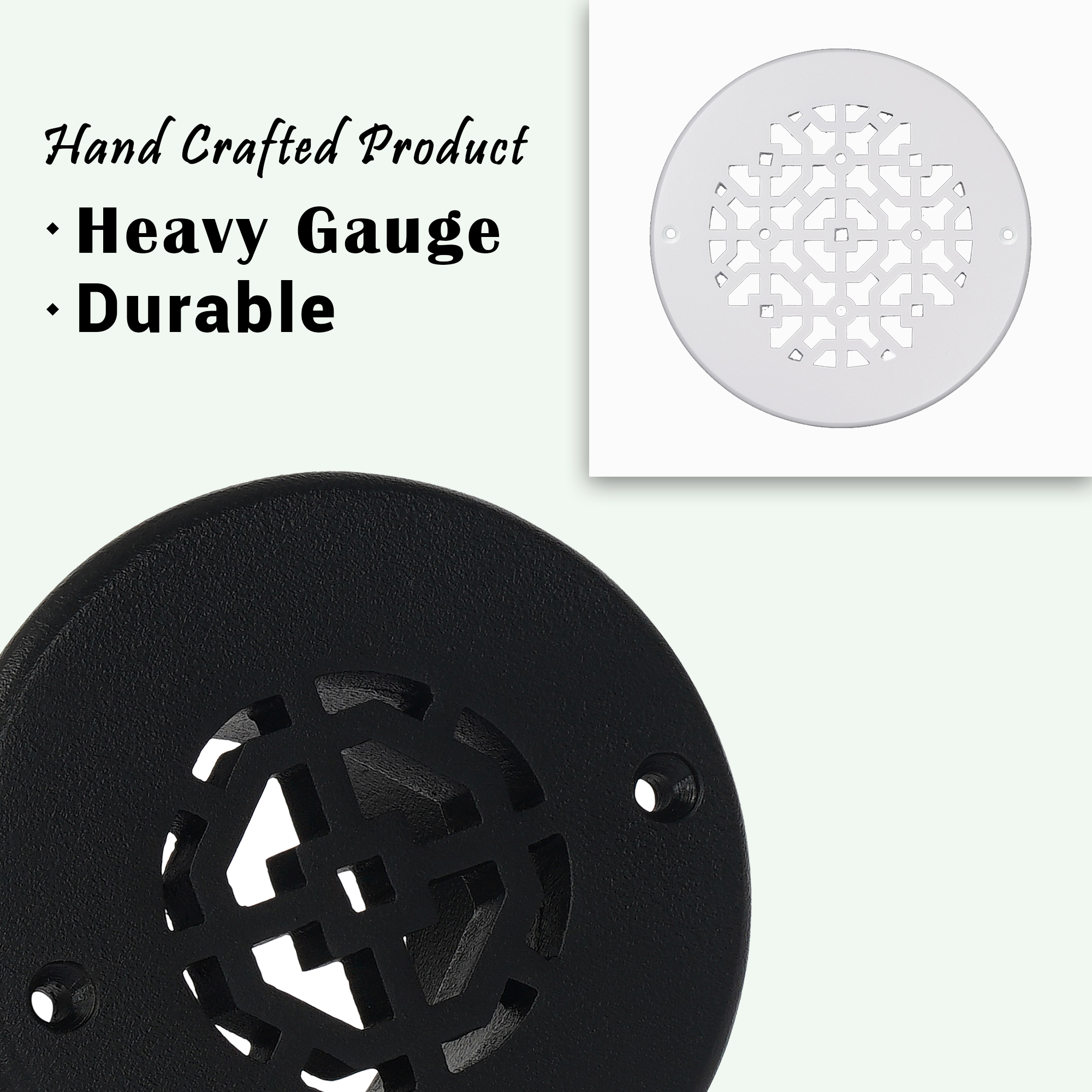 Grille ronde en aluminium moulé massif Achtek de 6 po | Revêtement en poudre