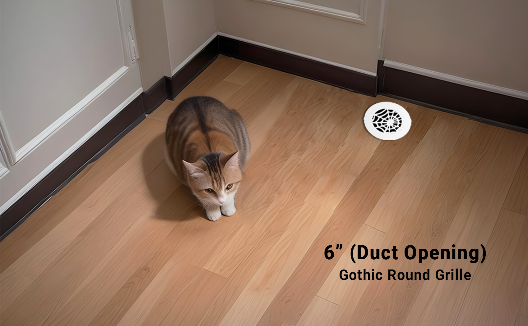 6" Duct (7-1/2" Overall) Spooky Gothic Round Vent Cast Aluminum