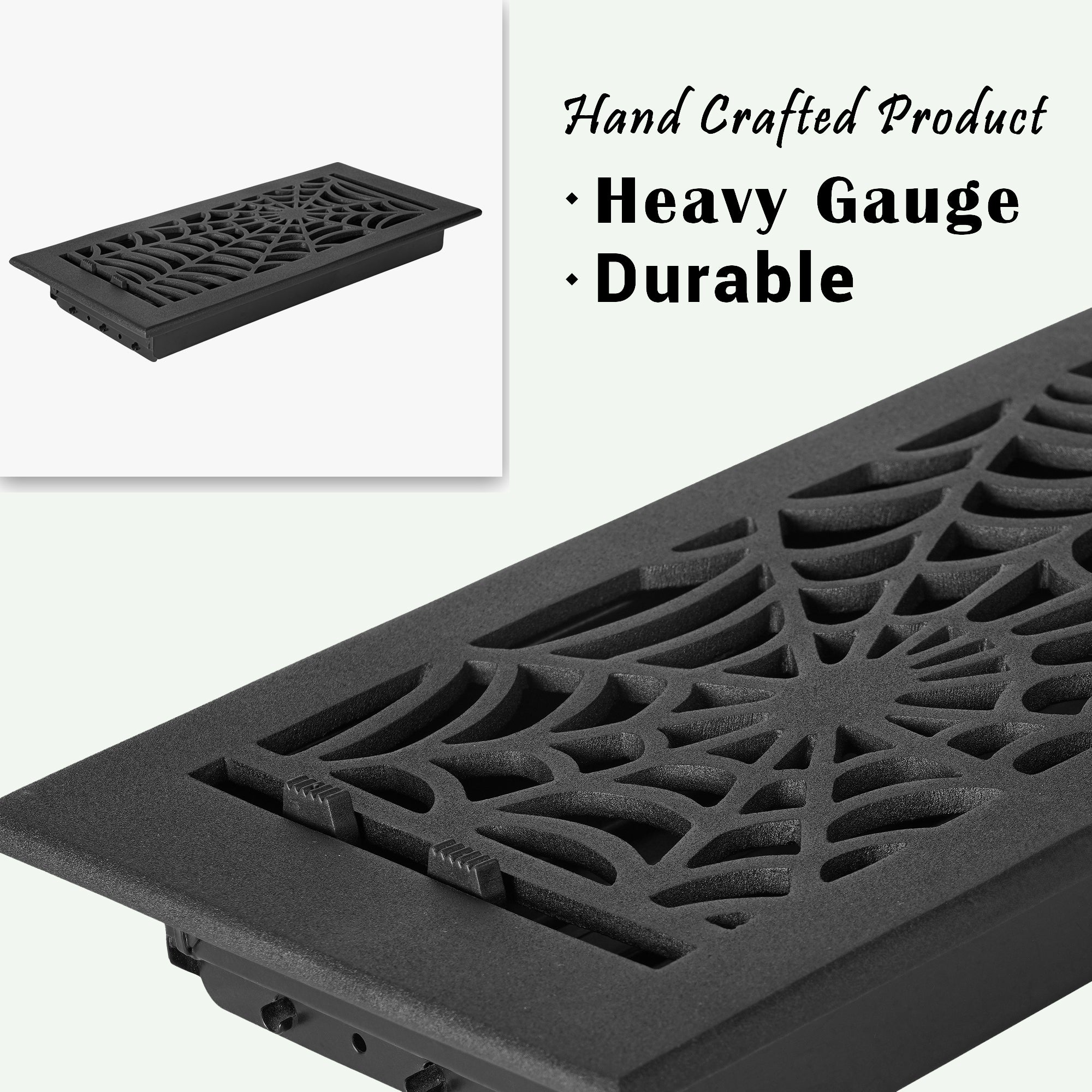 Spooky Gothic 6"x14" Solid Cast Aluminum louvered Air Supply | Powder Coated