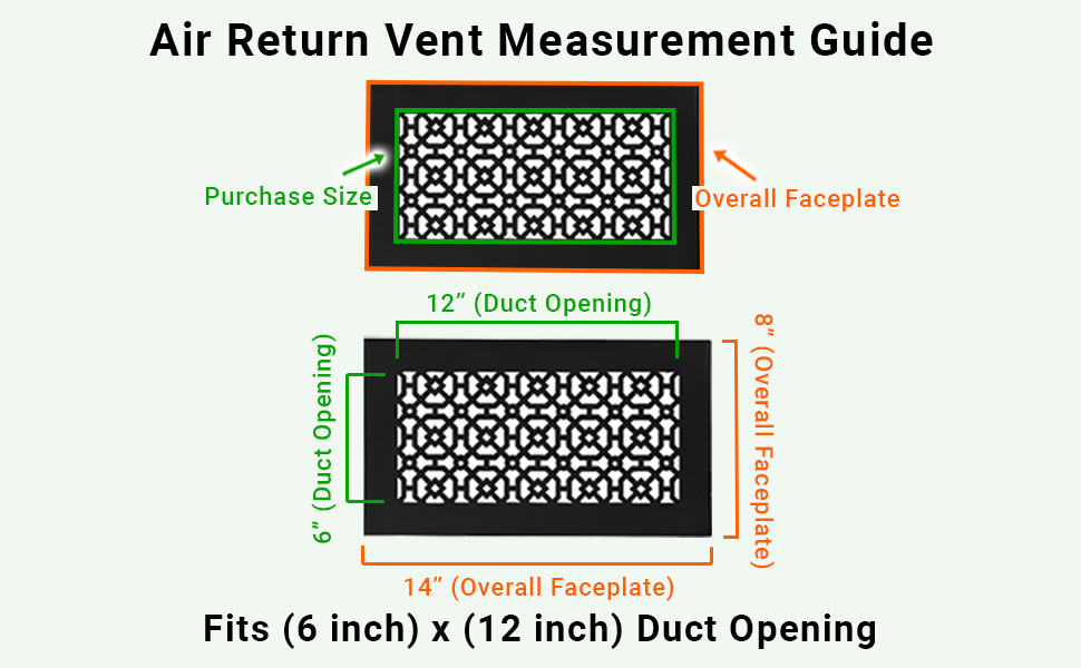 Achtek 6"x12" Heavy Cast Aluminum AIR RETURN | Powder Coated
