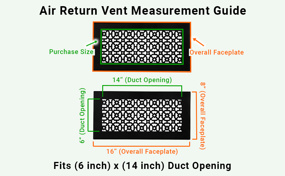 Achtek 6"x14" Heavy Cast Aluminum AIR RETURN | Powder Coated
