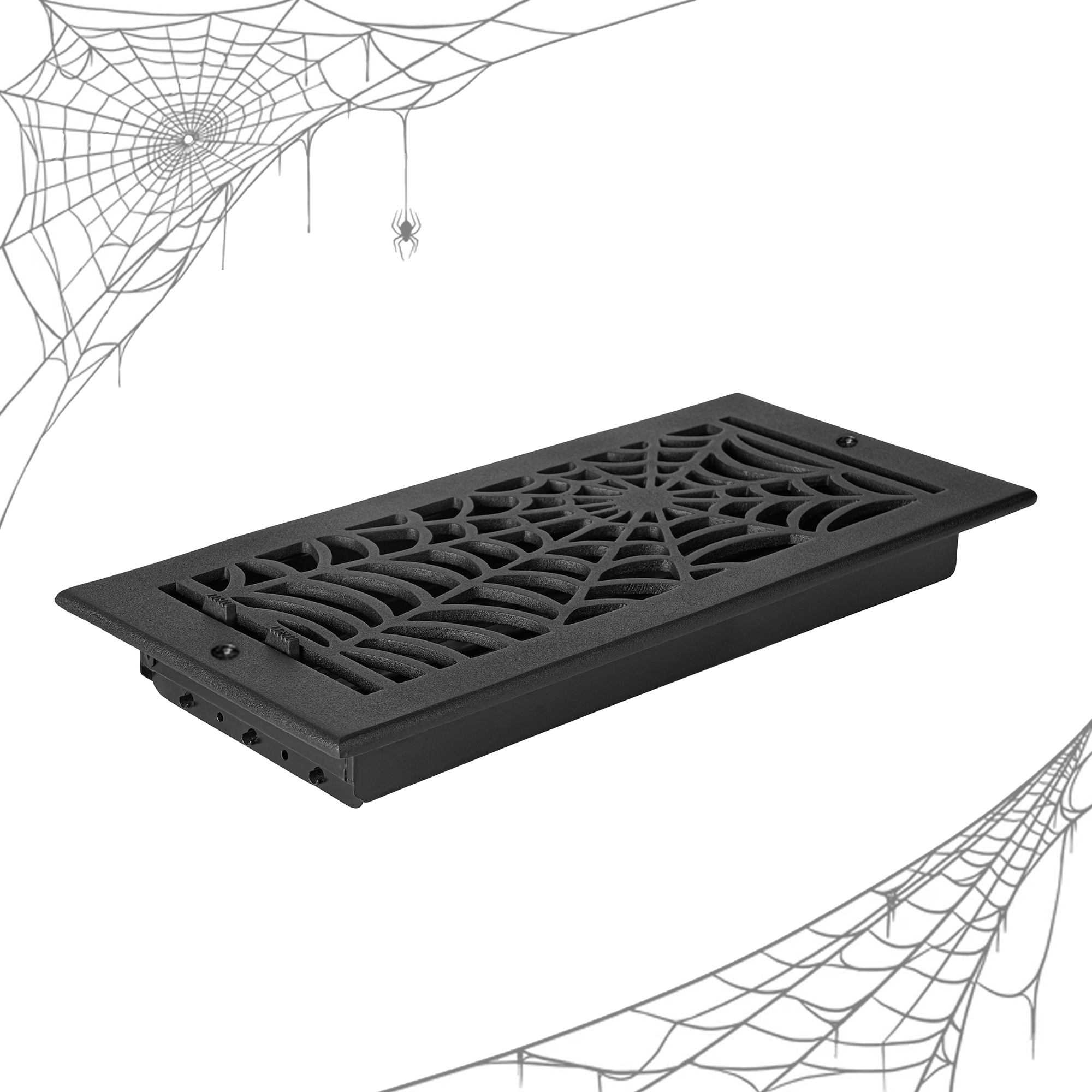 Spooky Gothic 6"x14" Solid Cast Aluminum louvered Air Supply | Powder Coated