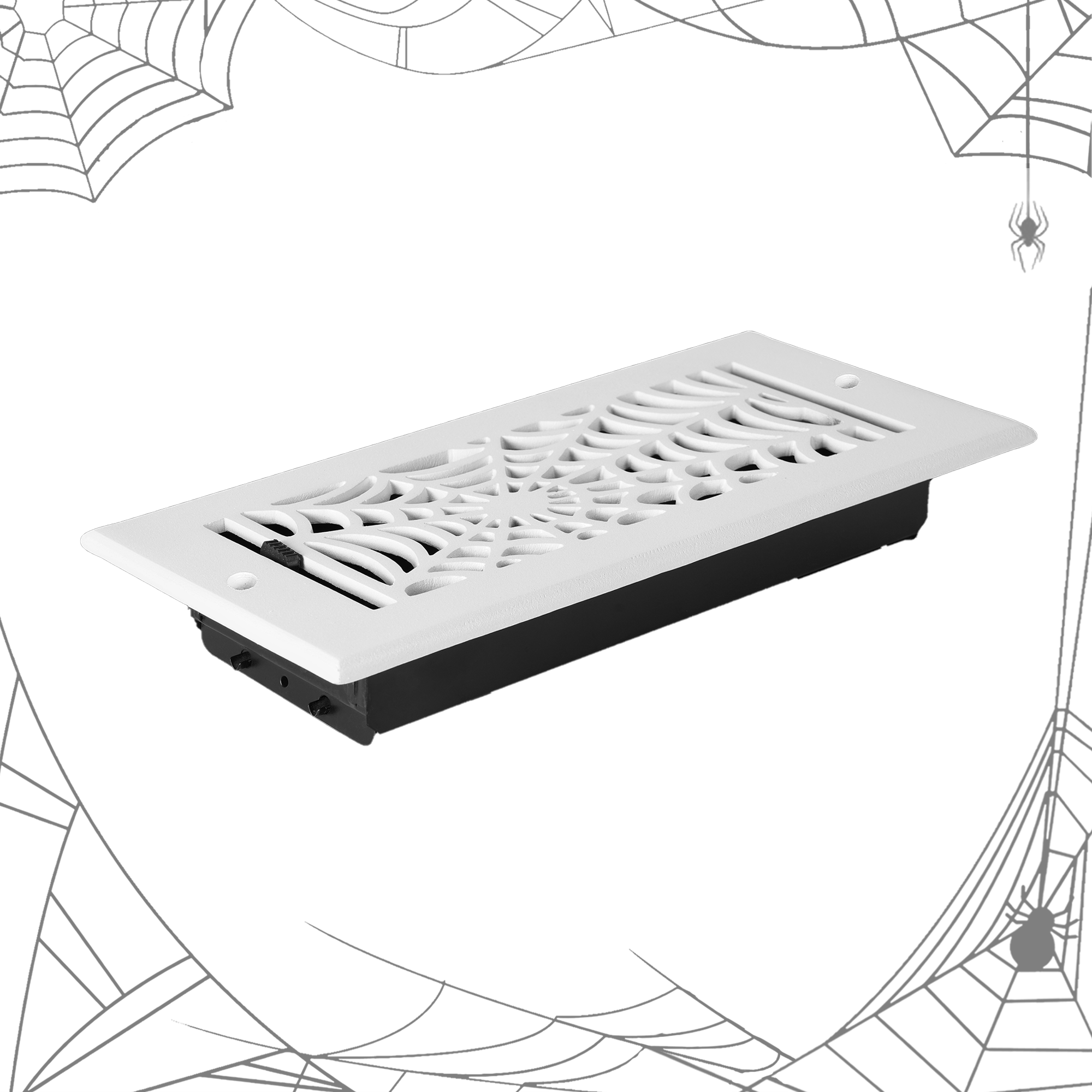Spooky Gothic 6"x14" Solid Cast Aluminum louvered Air Supply | Powder Coated
