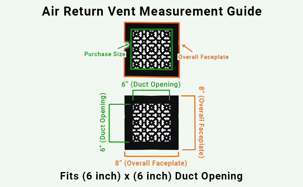 Achtek 6"x6" Heavy Cast Aluminum AIR RETURN | Powder Coated