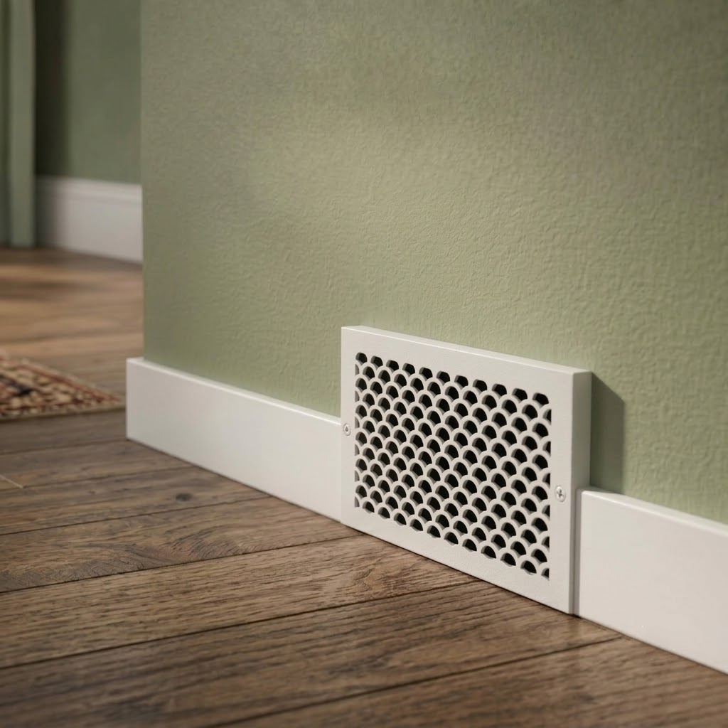 Scallop BASEBOARD 6"x12" Duct opening Solid Cast Aluminum Grill Vent Cover | Powder Coated