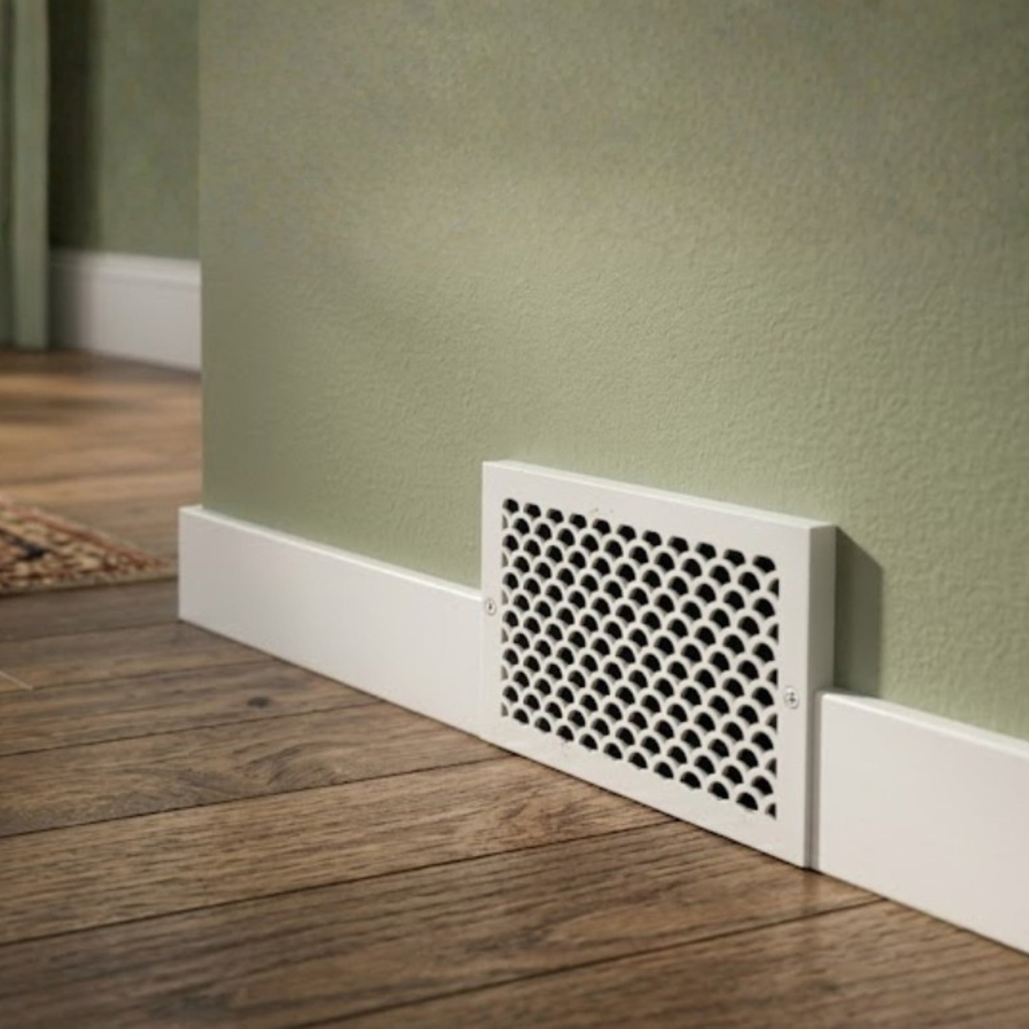 Scallop BASEBOARD 6"x12" Duct opening Solid Cast Aluminum Grill Vent Cover | Powder Coated