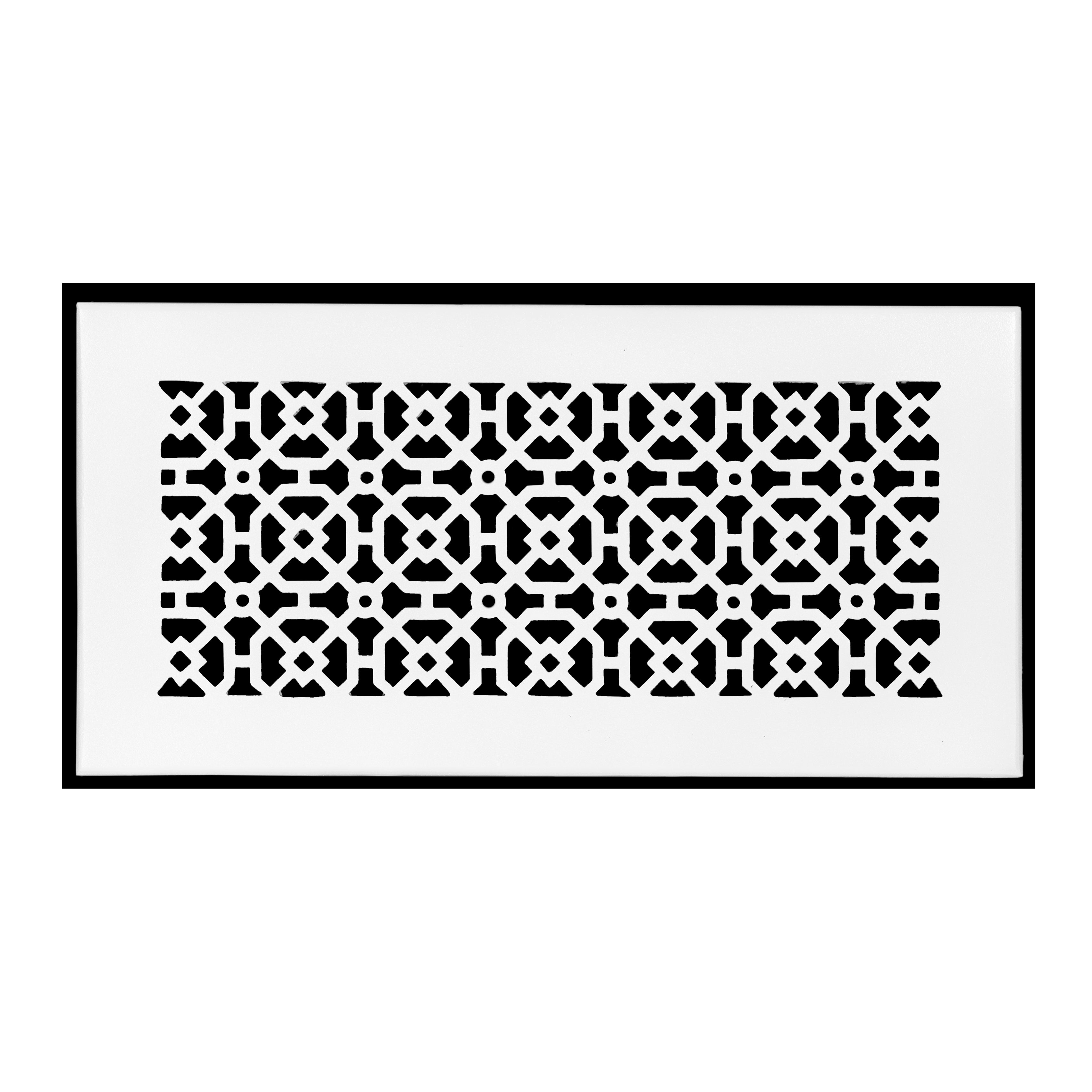 Achtek 6x14 solid cast metal air return vent cover with geometric design pattern for floor mounting