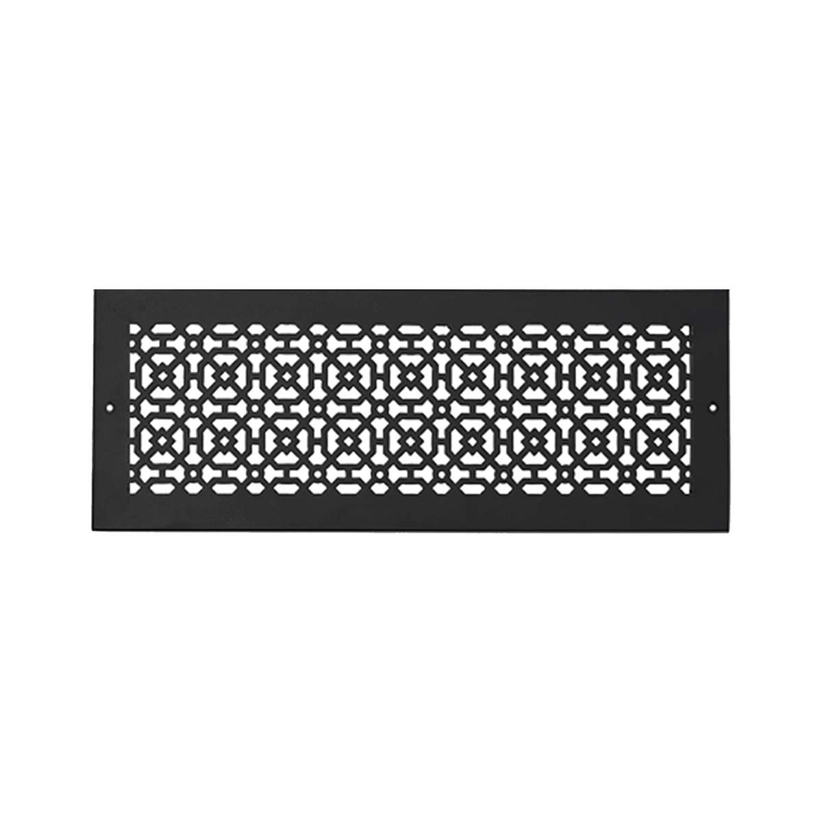 6x20 Achtek HVAC wall air vent cover with black finish and decorative geometric design, provided with color matching screws