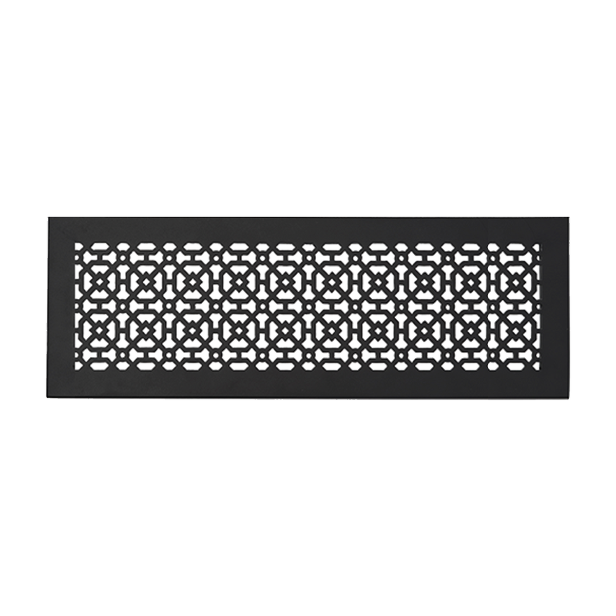 Achtek 6x22 solid cast aluminum black air return vent cover for floor mounting, overall back frame provided