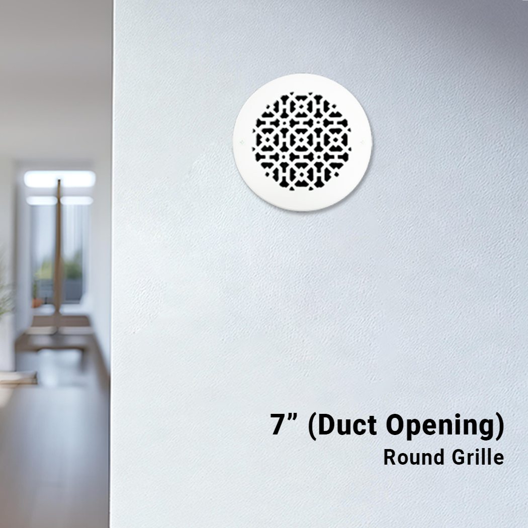 Achtek 7" Duct (8-1/2" Overall) Round Vent Cast Aluminum Handcrafted