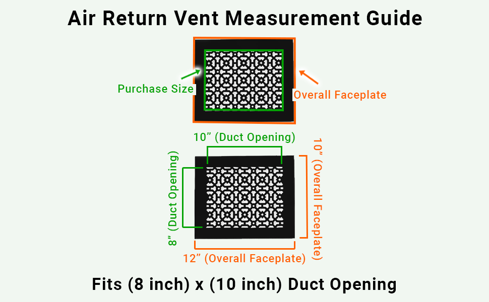 Achtek 8"x10" Heavy Cast Aluminum AIR RETURN | Powder Coated