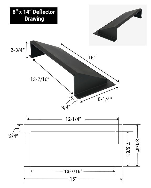 Déflecteur en métal massif 8"x14" en fonte d'aluminium incassable | Déflecteur d'air et de chaleur