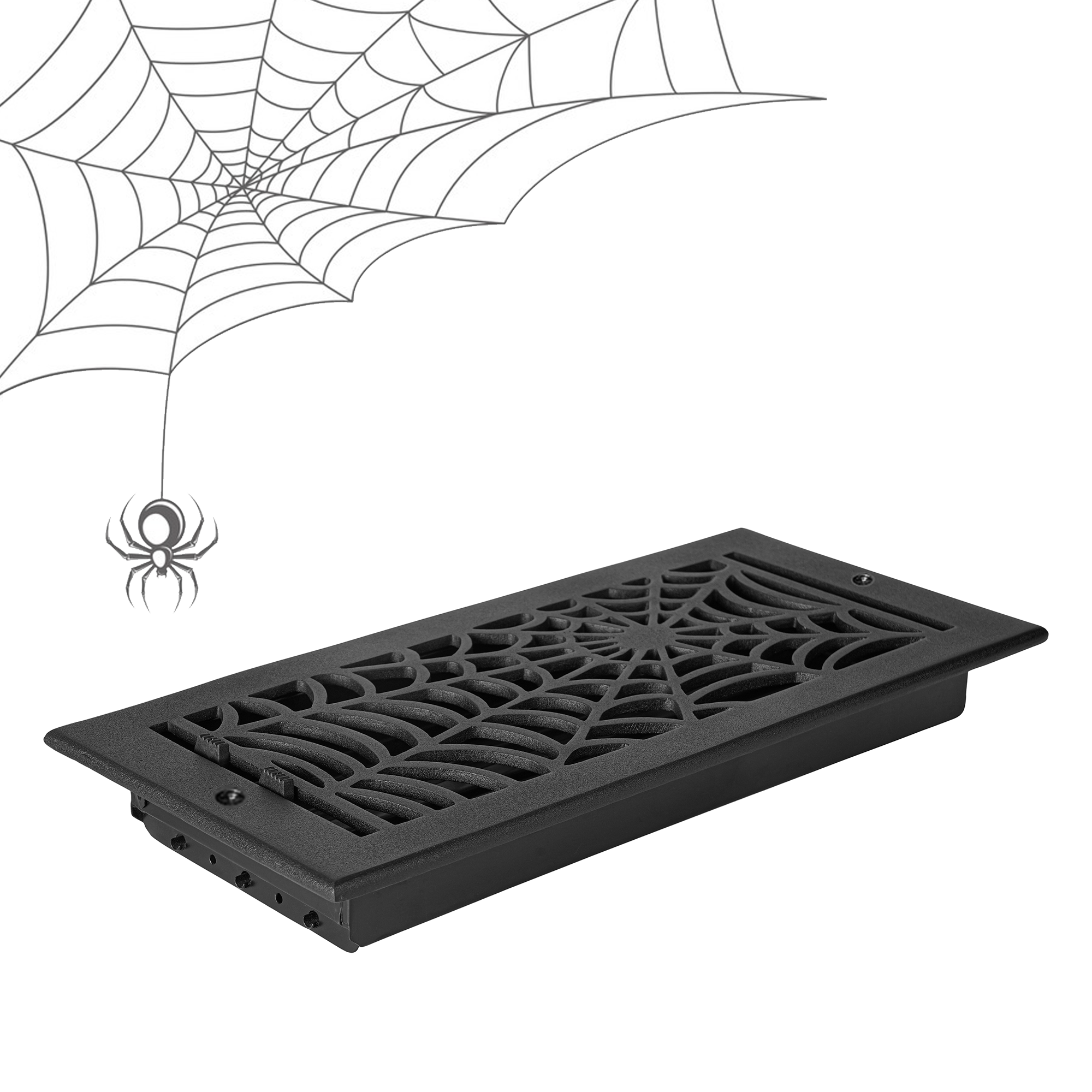 Spooky Gothic 8"x14" Solid Cast Aluminum louvered Air Supply | Powder Coated
