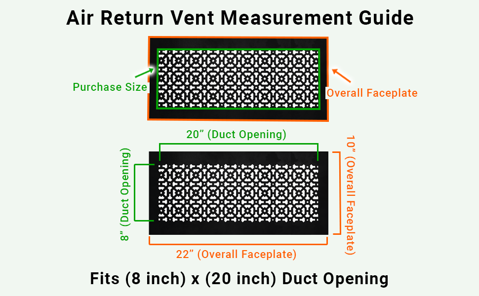 Achtek 8"x20" Heavy Cast Aluminum AIR RETURN | Powder Coated