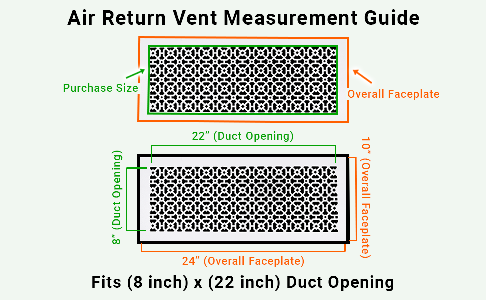 Achtek 8"x24" Heavy Cast Aluminum AIR RETURN | Powder Coated